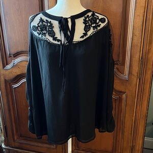 Hayden Black Sheer Floral Blouse, NWT
